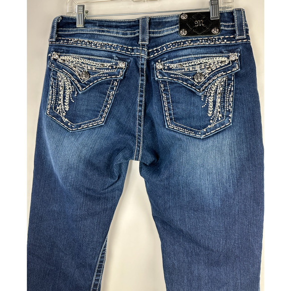 Miss Me Easy Boot Cut Jeans Low Rise Embellished Studded Rhinestones Size 29 - Picture 6 of 10